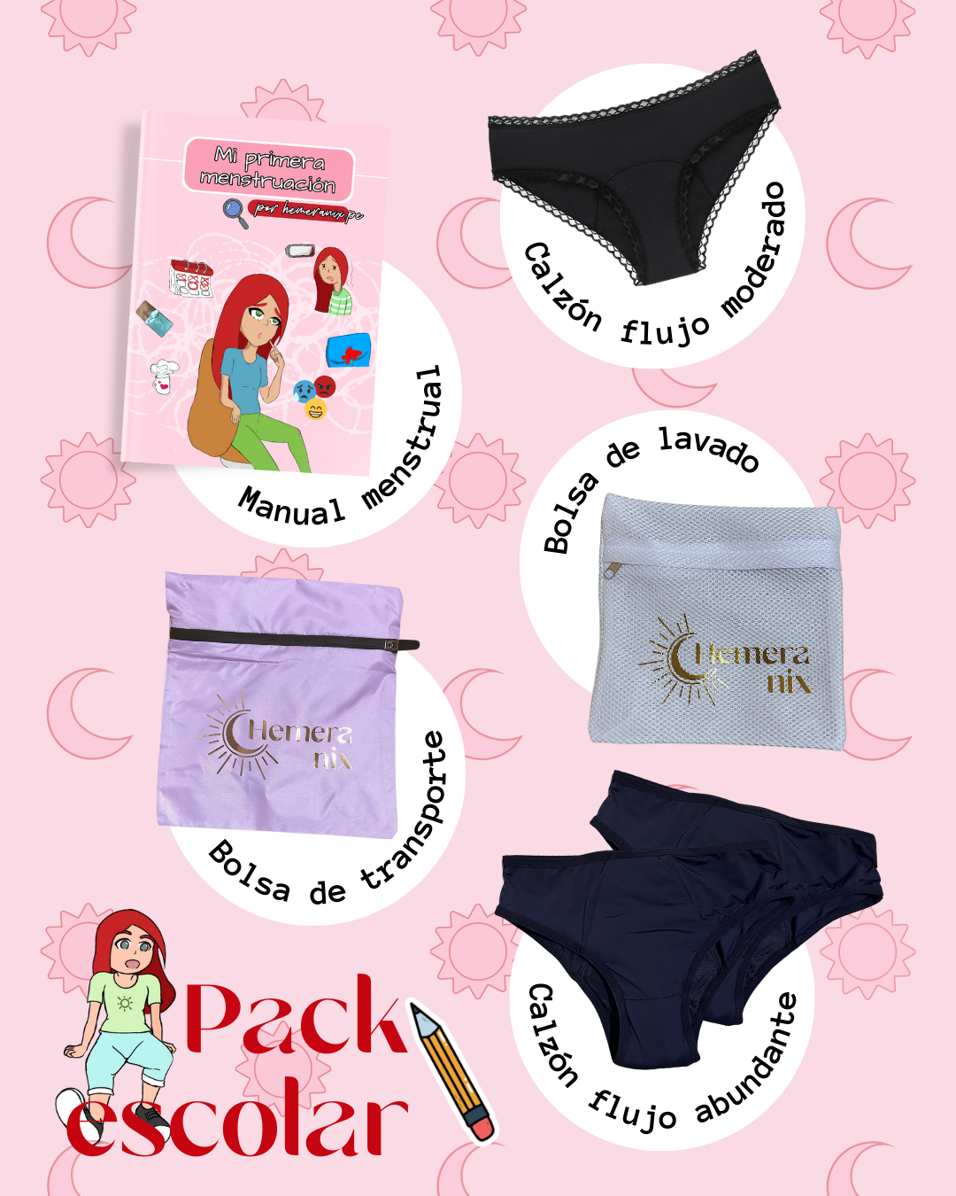 Pack Calzones escolares menstruales - Hemeranix.pe